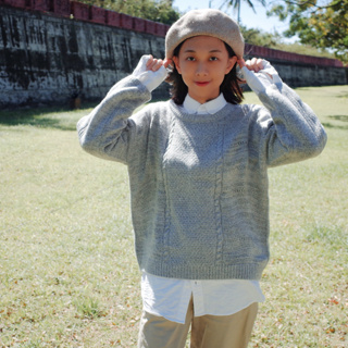 O-LIWAY 台灣製 MIT 輕刷毛公主袖波浪紋設計針織毛衣
