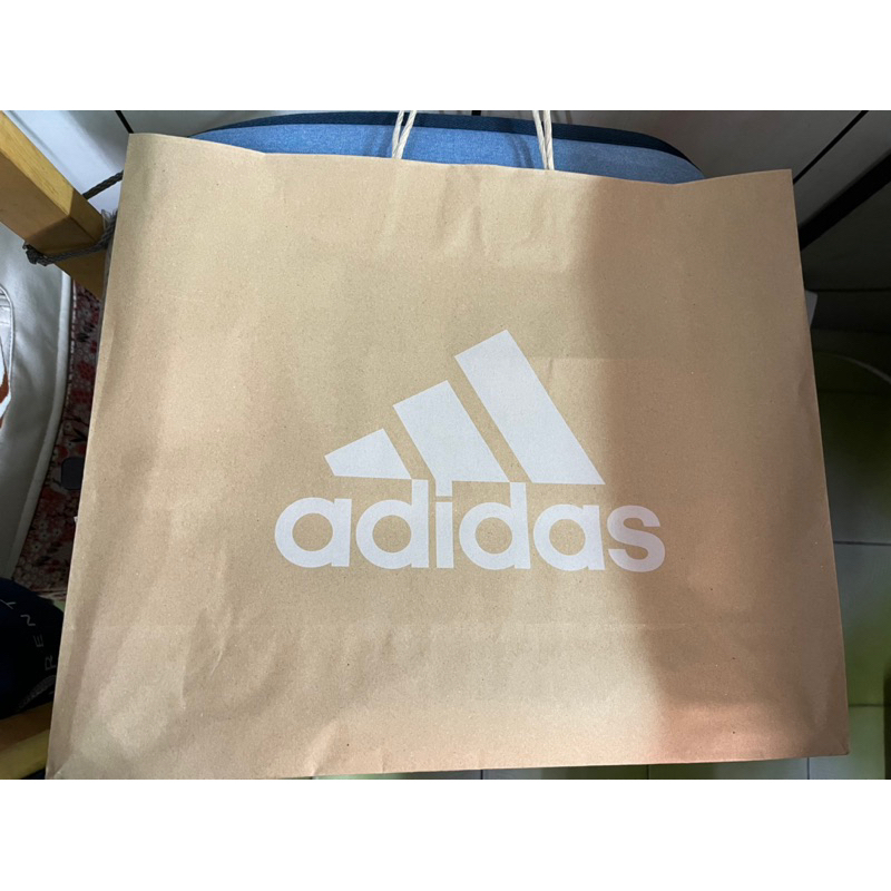 現貨大型可裝鞋盒厚外套adidas咖啡色牛皮紙袋