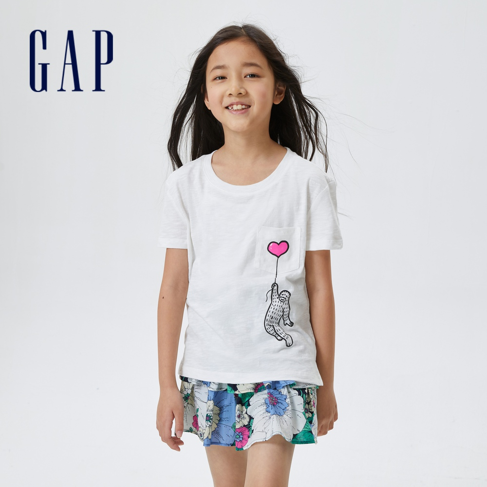 Gap 女童裝 Gap x FRANK APE藝術家聯名 印花短袖T恤-白色(601436)