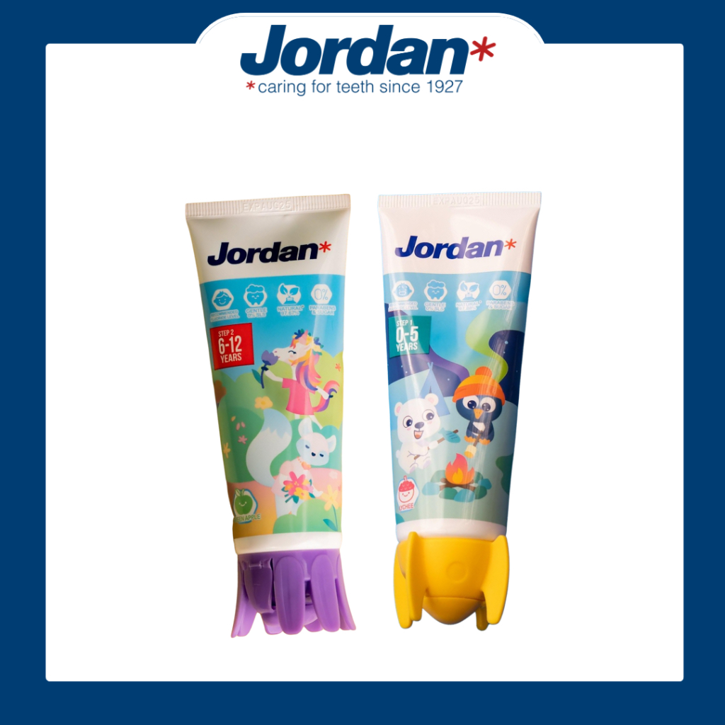 Jordan 造型牙膏蓋 清新水果味兒童牙膏 含氟 成分天然 無毒 不含化學起泡劑 不含糖 可愛牙膏蓋 媽媽好神