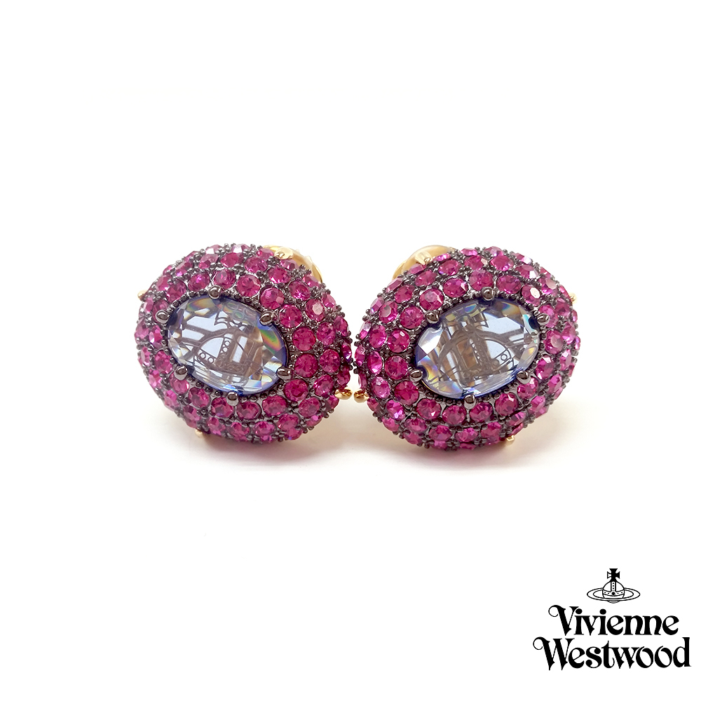 【Vivienne Westwood】薇薇安紫紅色鳥蛋造形耳夾_E-VW-001