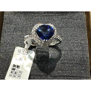 天然藍寶石戒指 藍寶石 戒指 天然 18K 白金 極美品 免運