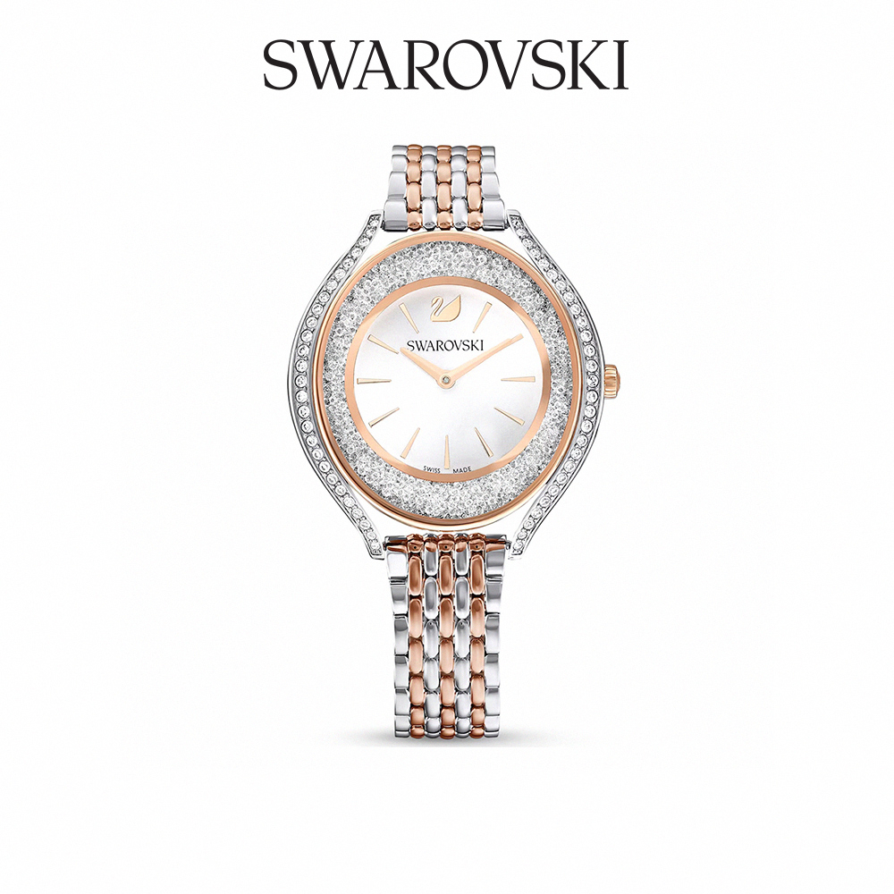 SWAROVSKI 施華洛世奇 Crystalline Aura 手錶 瑞士製造 金屬手鏈 玫瑰金色調 多種金屬潤飾