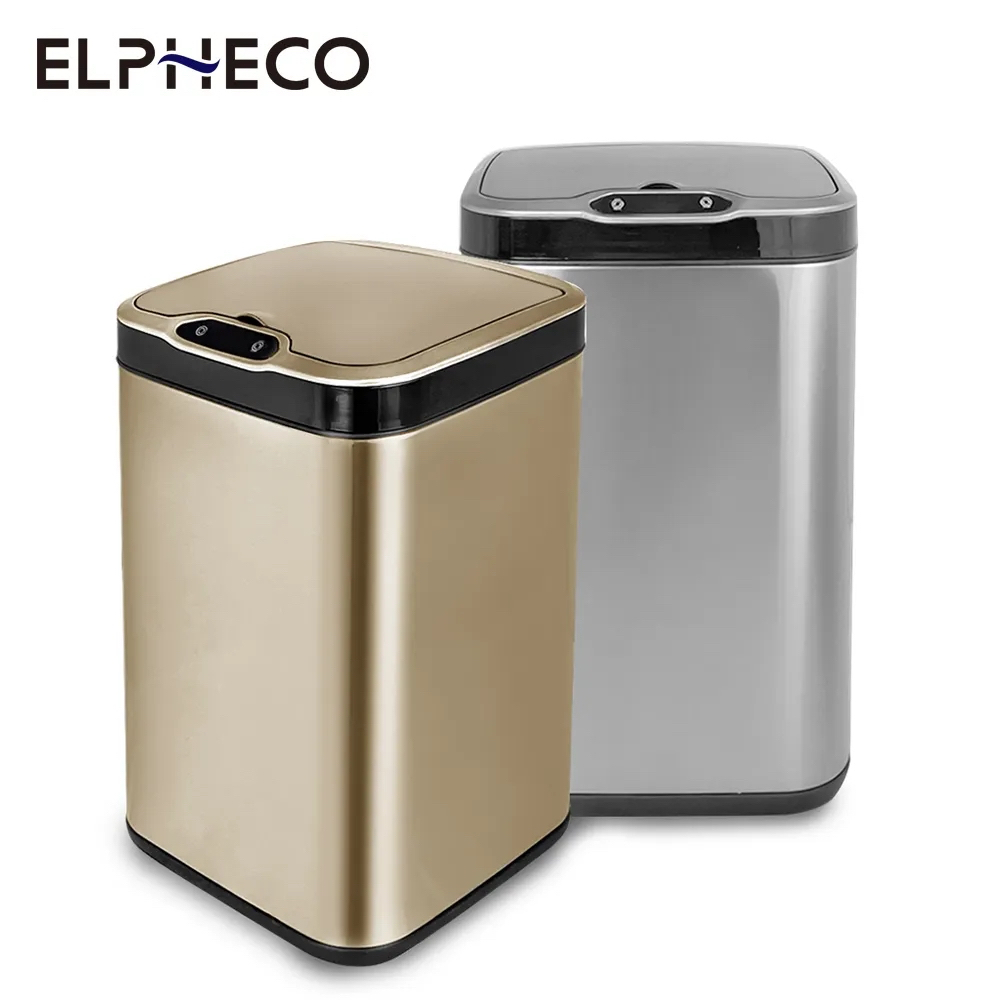 [現貨秒出] ELPHECO 不鏽鋼除臭感應垃圾桶 (金/銀) 20L