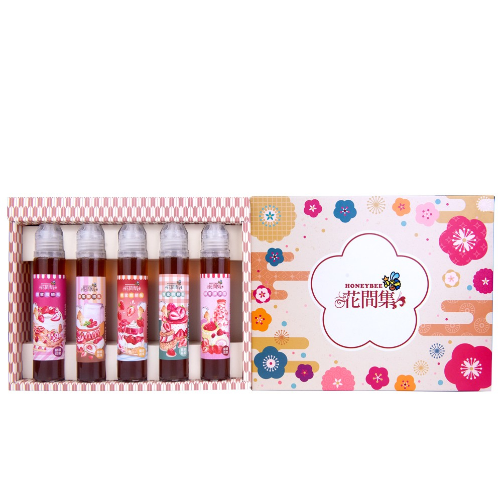 花間集蜂蜜 草莓甜心蜂蜜擠擠瓶禮盒(一盒五入)