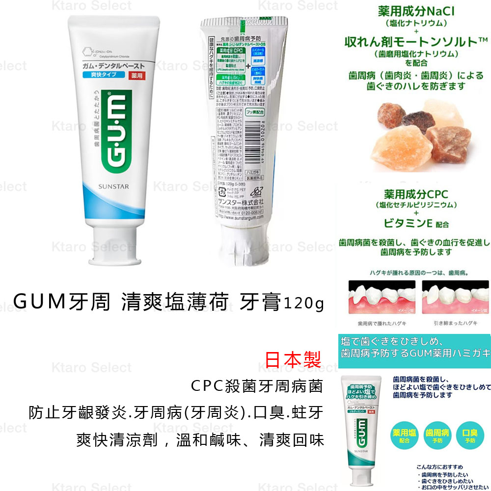 牙膏 日本製【SUNSTAR】GUM牙周 清爽塩薄荷 牙膏120g