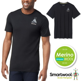 【美國 SmartWool】男 美麗諾羊毛控溫圓領短袖塗鴉T恤(野性戶外).吸濕透氣休閒運動上衣 黑色 SW016672