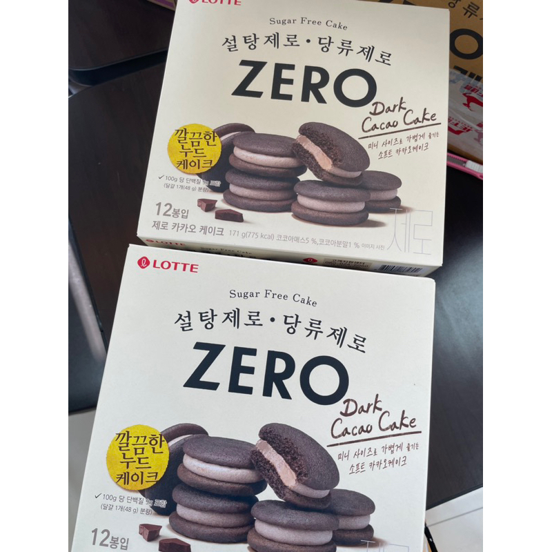 韓國 LOTTE 樂天ZERO 無糖巧克力蛋糕 12入/盒