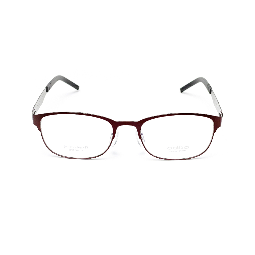 【全新特價】odbo 鈦金屬光學眼鏡鏡框 1197 C9 消光酒红色 輕量化無螺絲設計