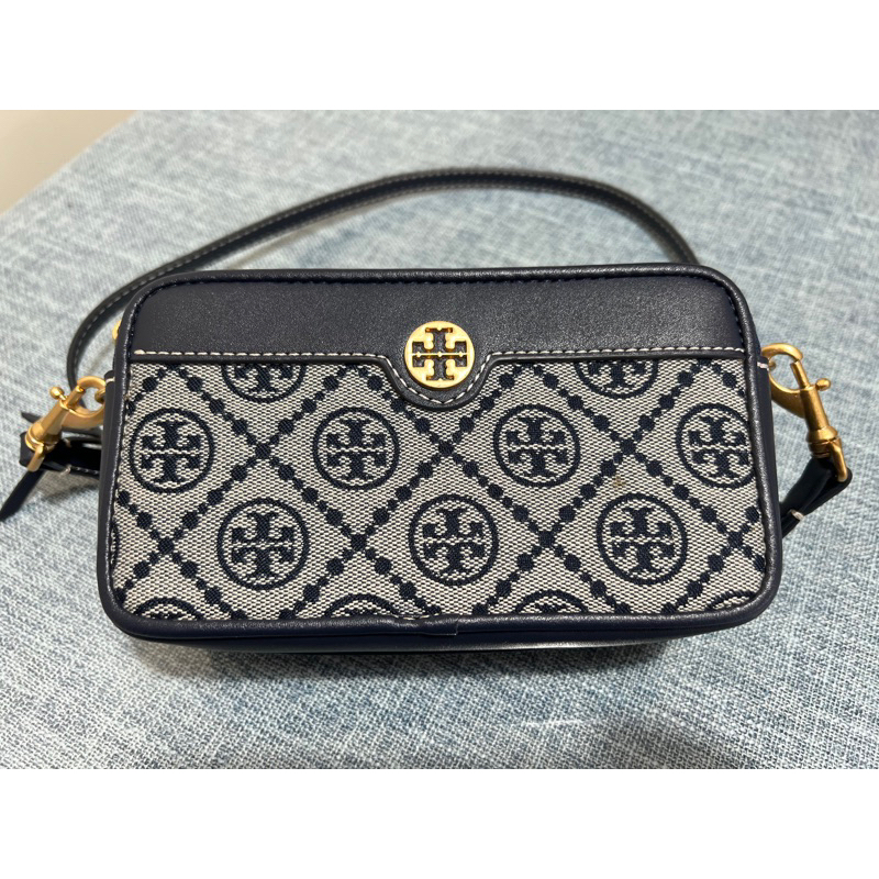 &lt;二手包&gt; 老花長型信封肩背包-海軍藍 Tory burch