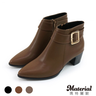 Material瑪特麗歐 靴子 尖頭側方扣短靴 T9836