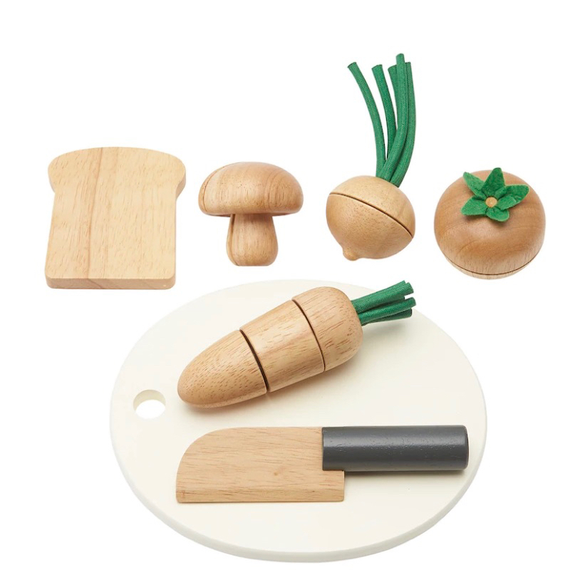 日本 MUJI 無印良品｜木製扮家家酒玩具/木製食材．砧板套組 水果切切樂扮家家酒 蔬菜水果切切 兒童玩具 木製玩具