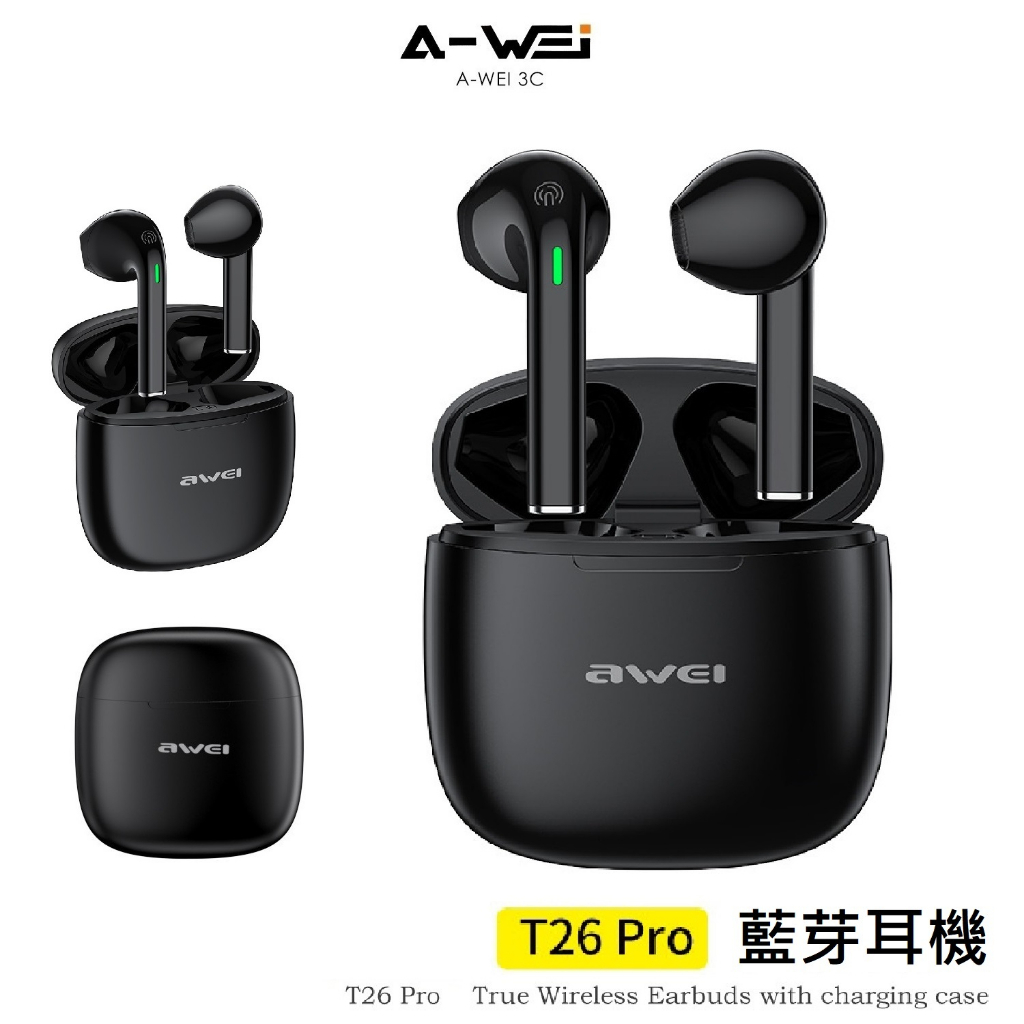 AWEI T26 PRO 藍芽耳機 智能觸控 防水防汗 藍牙耳機 耳機 用維 台灣出貨 現貨 A-WEI優選