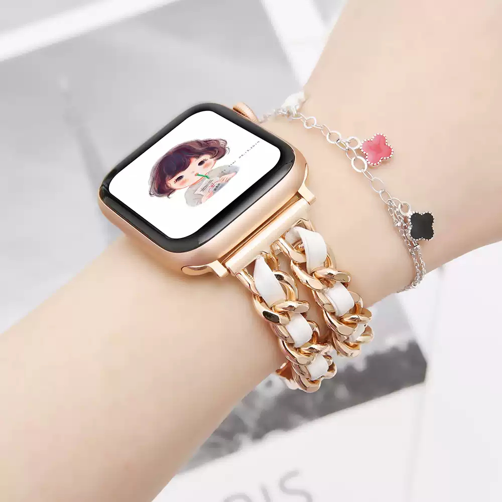 小香風含繩錶帶 apple watch 9 錶帶 8 7 6 5 4 SE 錶帶 金屬錶帶 蘋果手錶錶帶 蘋果錶帶 現貨