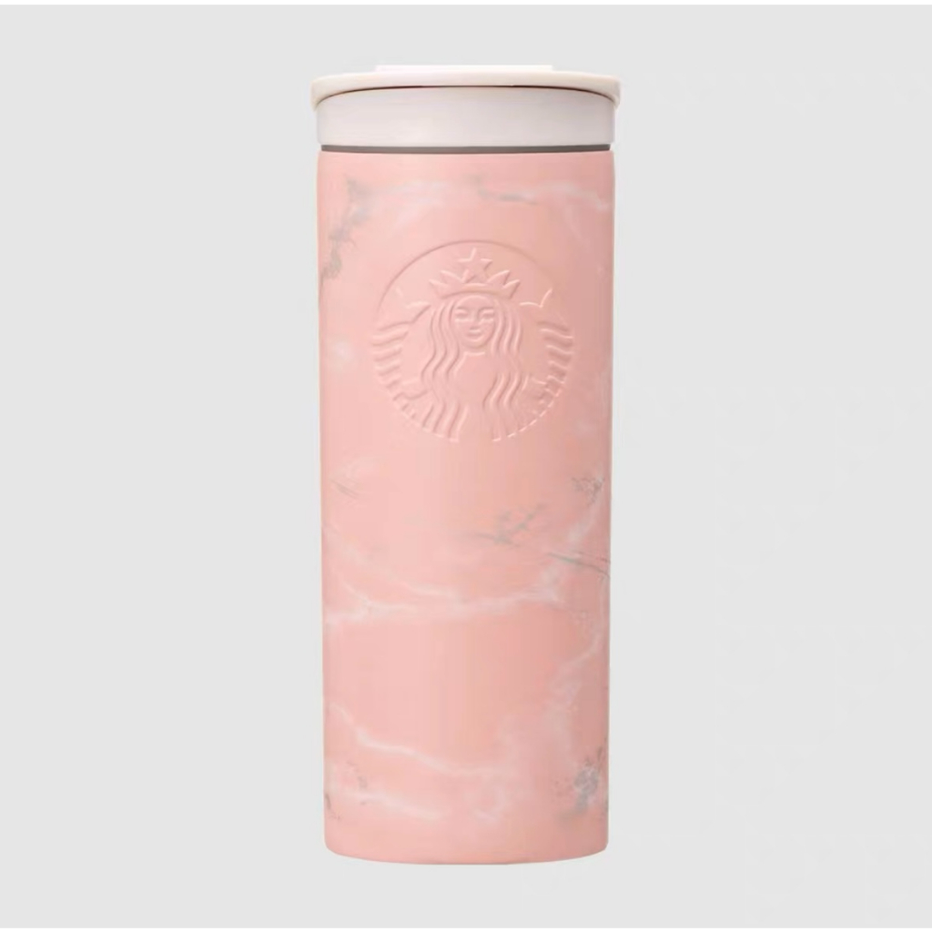 Starbucks官方正品！日本星巴克2023櫻花季第二彈粉色大理石紋不銹鋼杯果汁珍奶茶奶昔茶水咖啡杯355ml