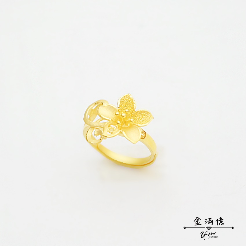 純金戒指【綠意花朵】黃金戒指 氣質花朵款 女生黃金戒指 9999純金