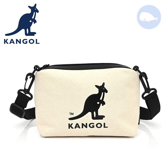 【小鯨魚包包館】KANGOL 英國袋鼠 帆布包 側背包 斜背包 62558702 米白 黑色