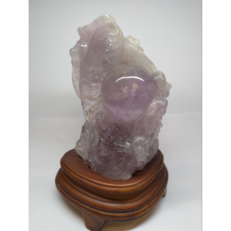 （達辰）天然紫羅蘭紫水晶雕“祥龍獻寶”大雕件
