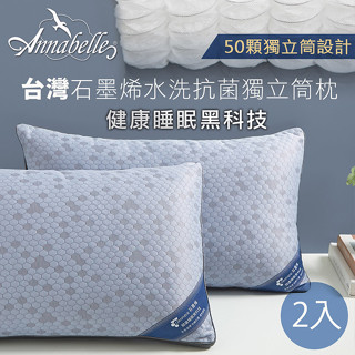 【綿國坊】買1送1_臺灣製石墨烯水洗抗菌獨立筒枕_高枕/Annabelle