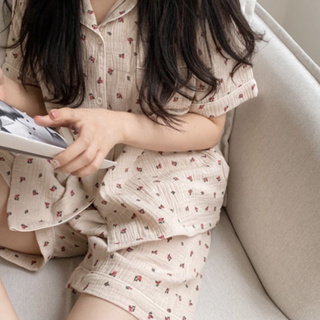 （售完）（全新未拆封）韓國 韓網熱銷睡衣品牌Juuneedu法式玫瑰🌹、小清新格紋襯衫領兩件式睡衣套裝 居家服