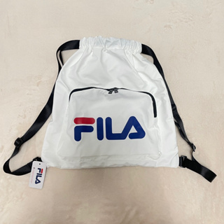FILA白色後背包/束口袋/購物袋/旅行袋/訓練袋/帆布袋