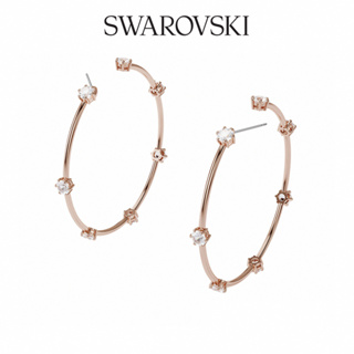 SWAROVSKI 施華洛世奇 CONSTELLA 玫金色白水晶宇宙氣息大圈耳環