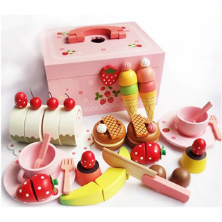 超可愛草莓甜心派對組 ★附收納箱（木製蛋糕點心玩具組 野草莓系列)