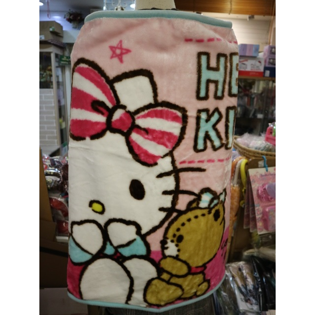 婕的店日本精品~日本帶回~Sanrio粉紅Kitty&amp;小熊 小毛毯/午睡毯/披肩毛毯(70*100cm)