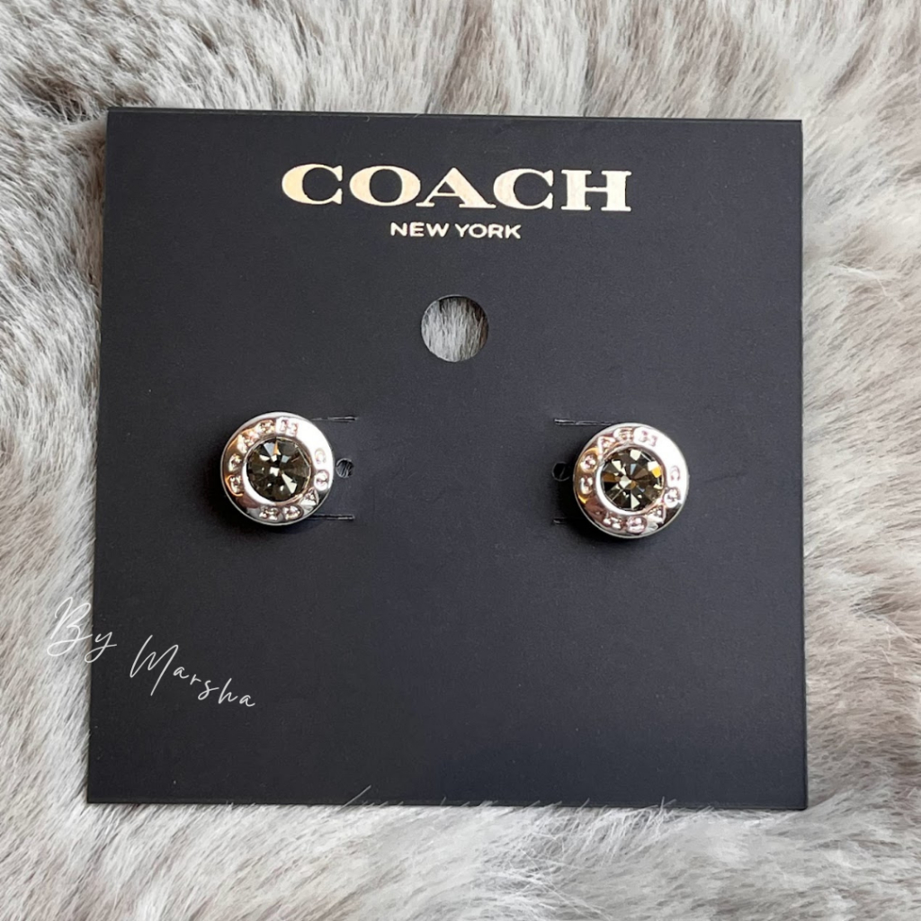 現貨 🇺🇸 Coach 內嵌寶石耳環 Open Circle Stone Strand Earrings（銀、玫瑰金）