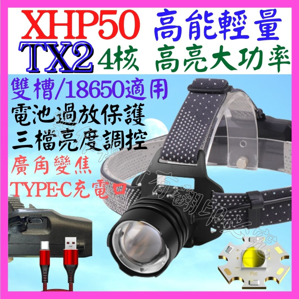 【成品購物】TX2 XHP50 4核心 P50 頭燈 強光頭燈 3檔 USB充電 變焦 P70 L2 P99 T6