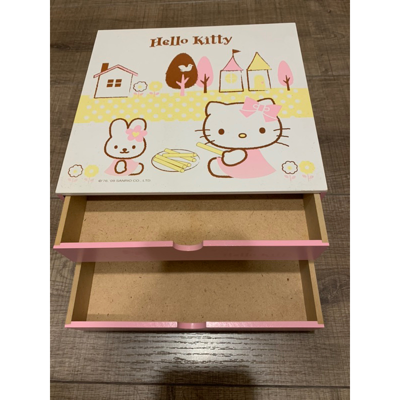 二手 正版 日本🇯🇵Sanrio 三麗鷗 Hello Kitty 凱蒂貓 木製 雙層抽屜 收納櫃 文具櫃