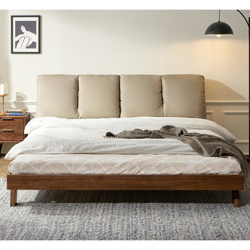 盧森堡系列 胡桃木軟包床架 H款 實木床架 軟包床 床組 臥室床 雙人床 床架 軟床 LSB-I8018 橙家居家具
