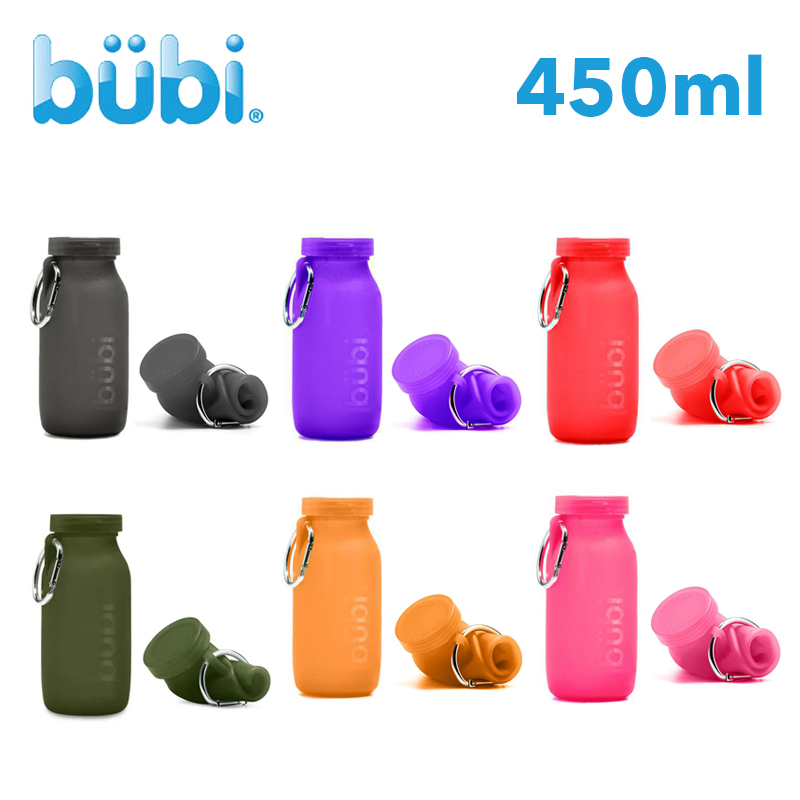 【Bubi Bottle 美國】矽膠摺疊多功能水壺 (450ml) ｜捲式折疊水瓶 可裝入冷飲/熱飲 100%醫用級矽膠