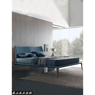 義式設計款極簡實木雙人床架/簡約現代實木雙人環保床架/五尺六尺雙人實木床架