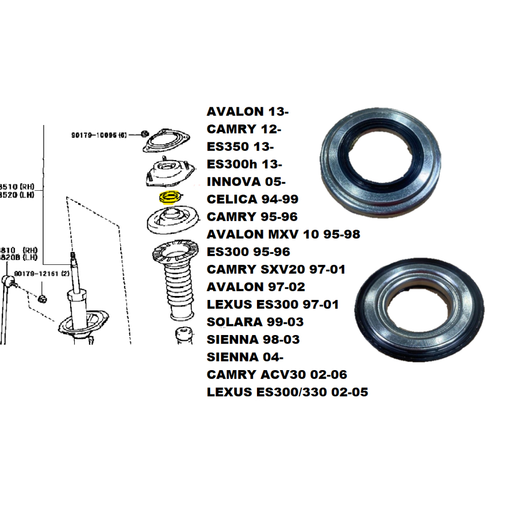 TOYOTA CAMRY,AVALON,RX300,PREVIA.SIENNA避震器上座軸承(左右一對)