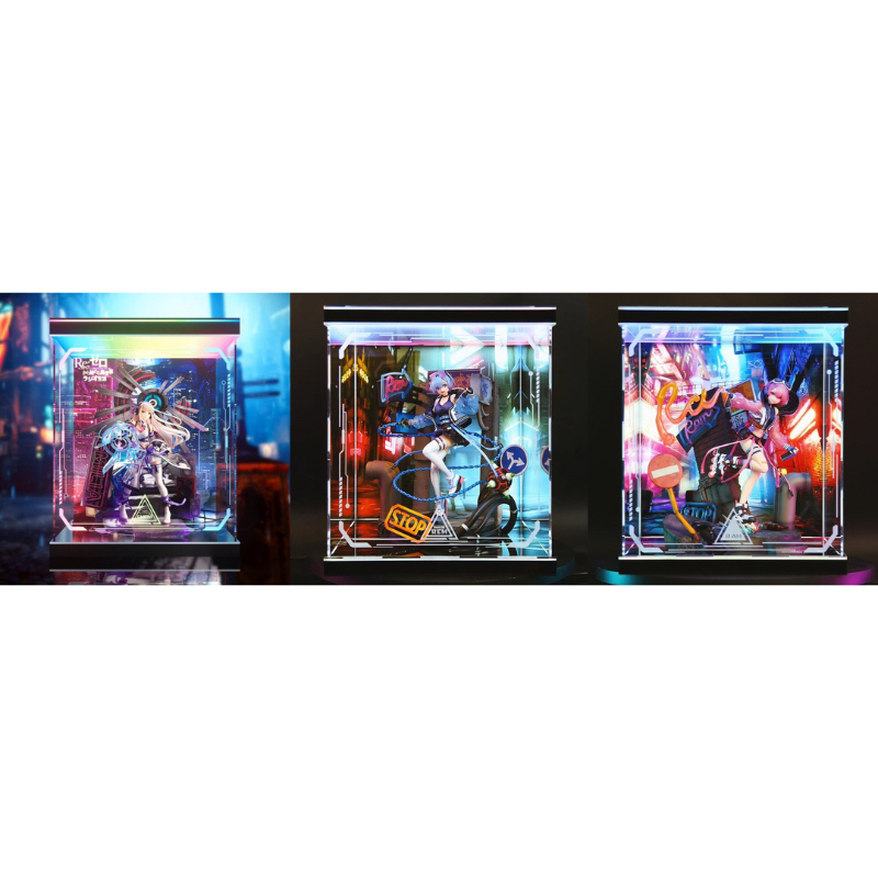 《Yao 挖寶趣》ESTREAM Re:從零開始的異世界生活 雷姆 拉姆 霓虹都市 PVC公仔 專用展示盒