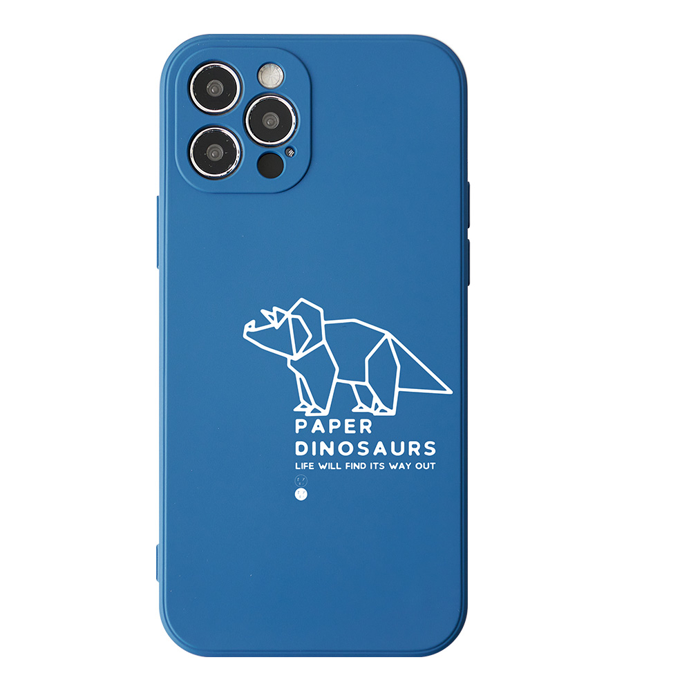 【TOYDSELECT】幾何恐龍設計純色矽膠iPhone手機殼-三角龍 (靛藍色)