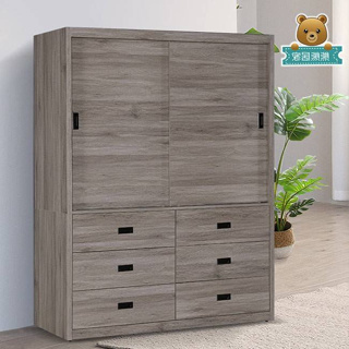『熊熊居家』艾莉森耐磨木心板5X7尺6抽屜衣櫃-兩色可選