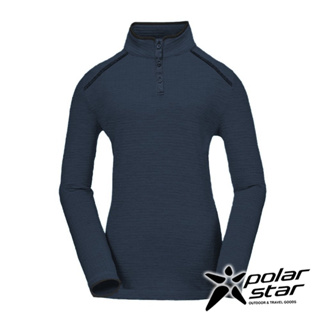 【PolarStar】女半門襟內刷毛保暖衣『深藍』P22224