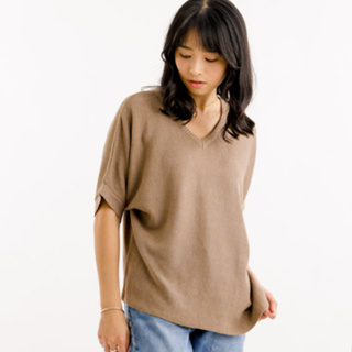 O-LIWAY 台灣製MIT 質感～混色細針V領斜裁設計連袖針織衫
