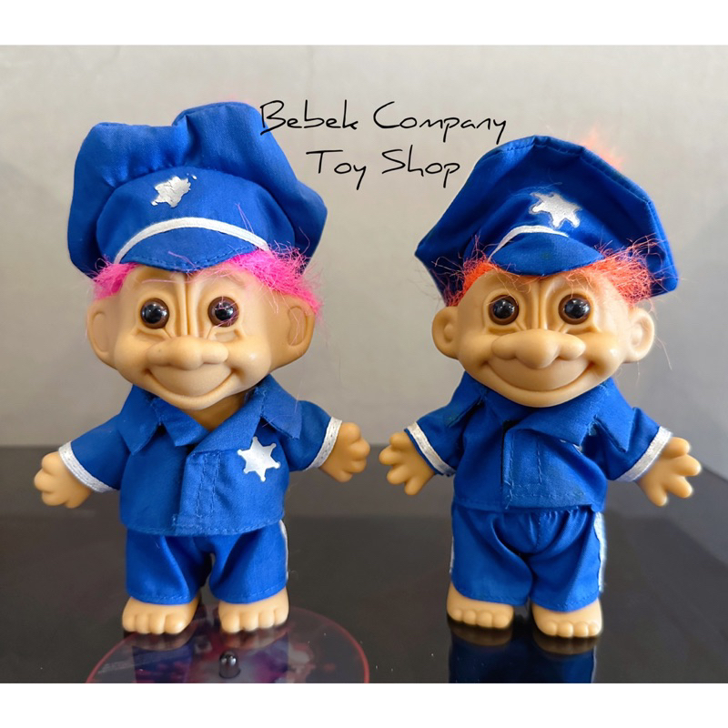 80s vintage troll trolls 橘色頭髮 警察 醜娃 巨魔娃娃 幸運小子 古董玩具 玩具總動員