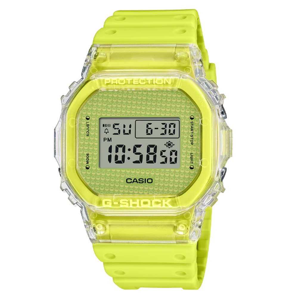 【CASIO 卡西歐】G-SHOCK 大膽鮮豔色彩 日本扭蛋電子錶-螢光黃(DW-5600GL-9 防水200米)