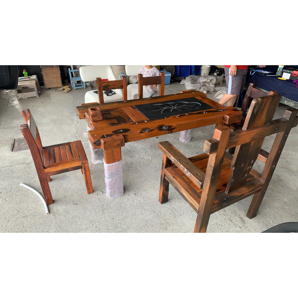 木製桌椅 泡荼桌~泡茶桌椅組 二手新品 無使用過 地點:宜蘭縣員山鄉
