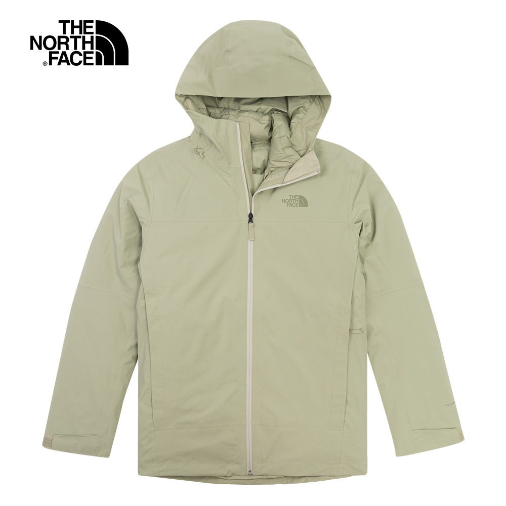 【經典ICON】The North Face北面男款茶綠色防水透氣防風寬鬆連帽三合一外套｜4N9T3X3