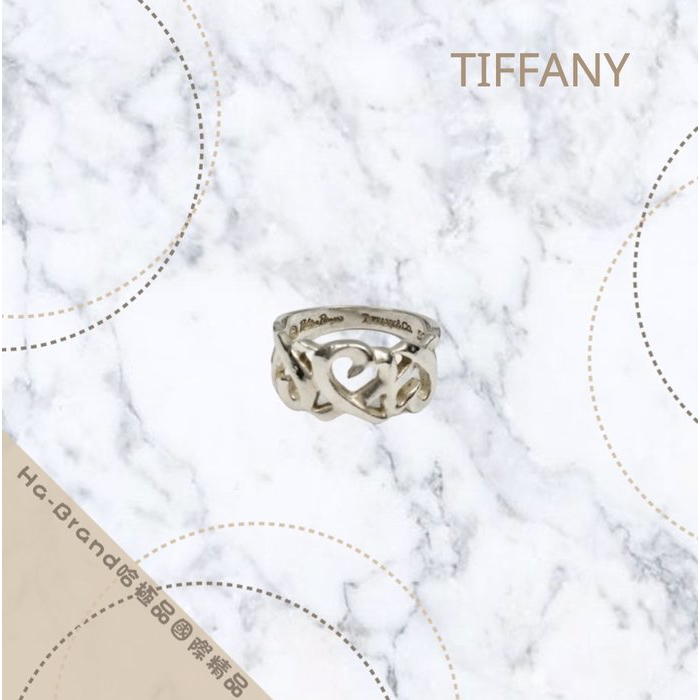 【哈極品】美品《Tiffany&amp;Co.》Tiffany 925純銀 經典Loving Heart 三愛心戒指 戒圍#9