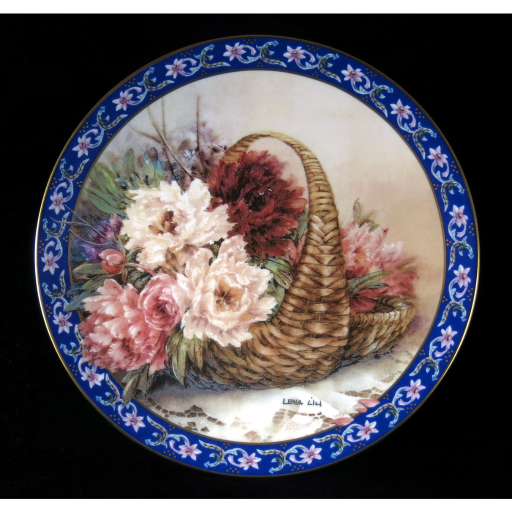 美國W S George 藝術家 Lena Liu 劉莉娜繁花似錦限量花卉瓷盤-L