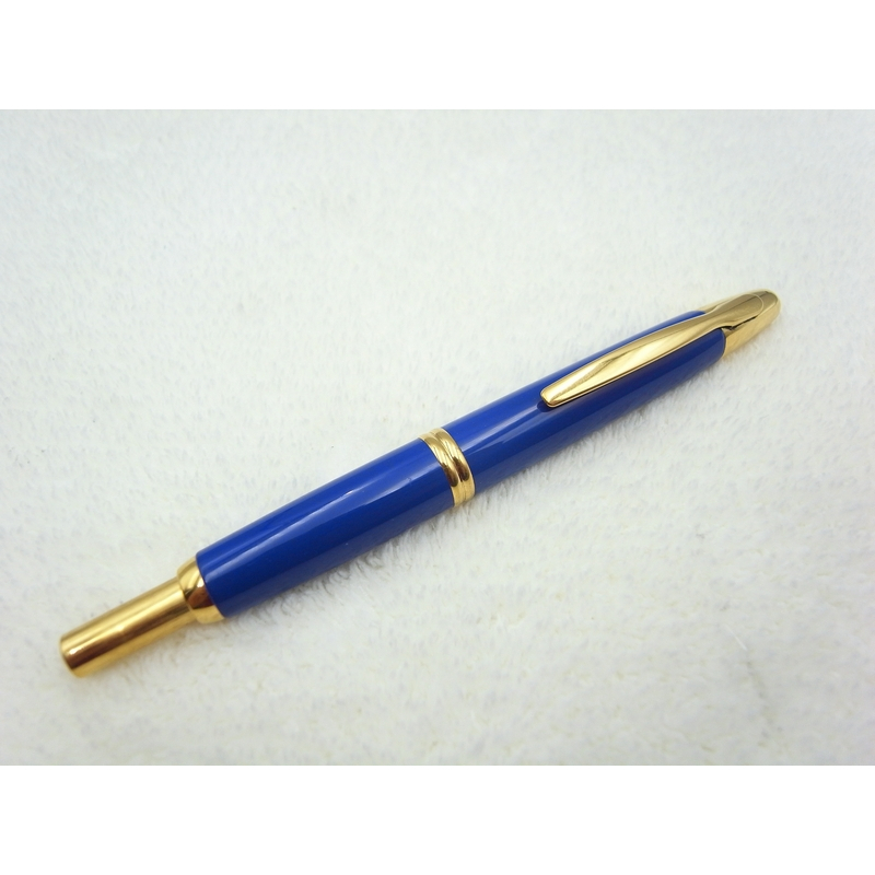 (美品、現貨)【PILOT百樂CAPLESS】(日製)(18K-750)(M-尖)(金屬桿/寶藍漆)按壓式鋼筆