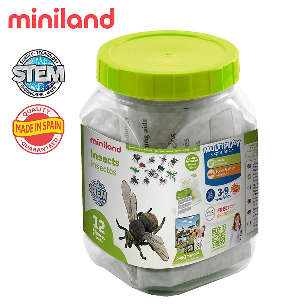 【西班牙Miniland 官方直營】動物星球12件組-蟲蟲世界 西班牙原裝進口
