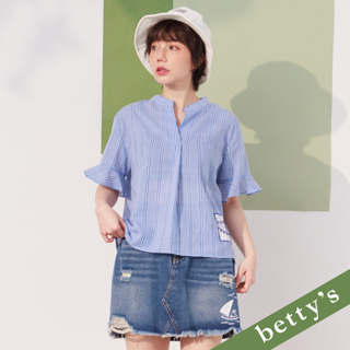 betty’s貝蒂思(21)帆船牛仔刷破不對稱短裙(深藍)