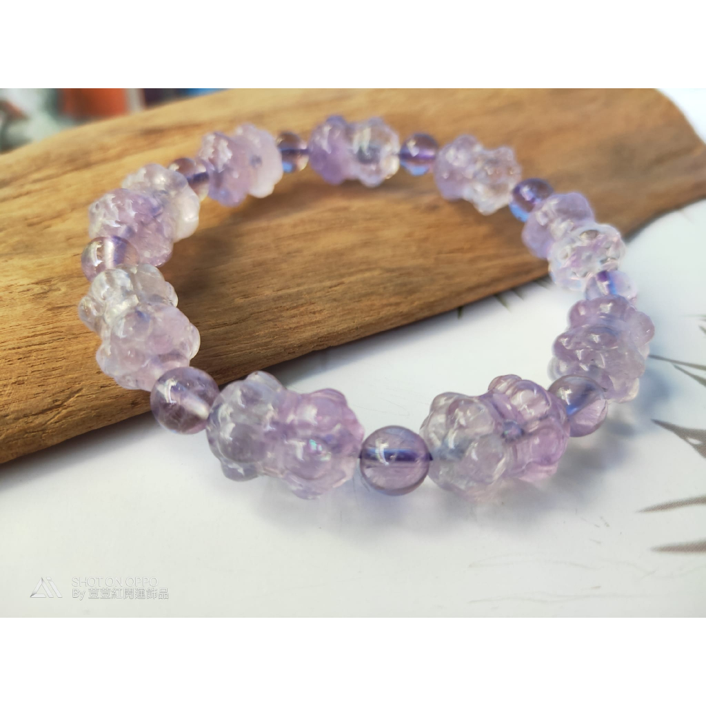 天然紫水晶(薰衣草)蓮花金剛杵手鍊